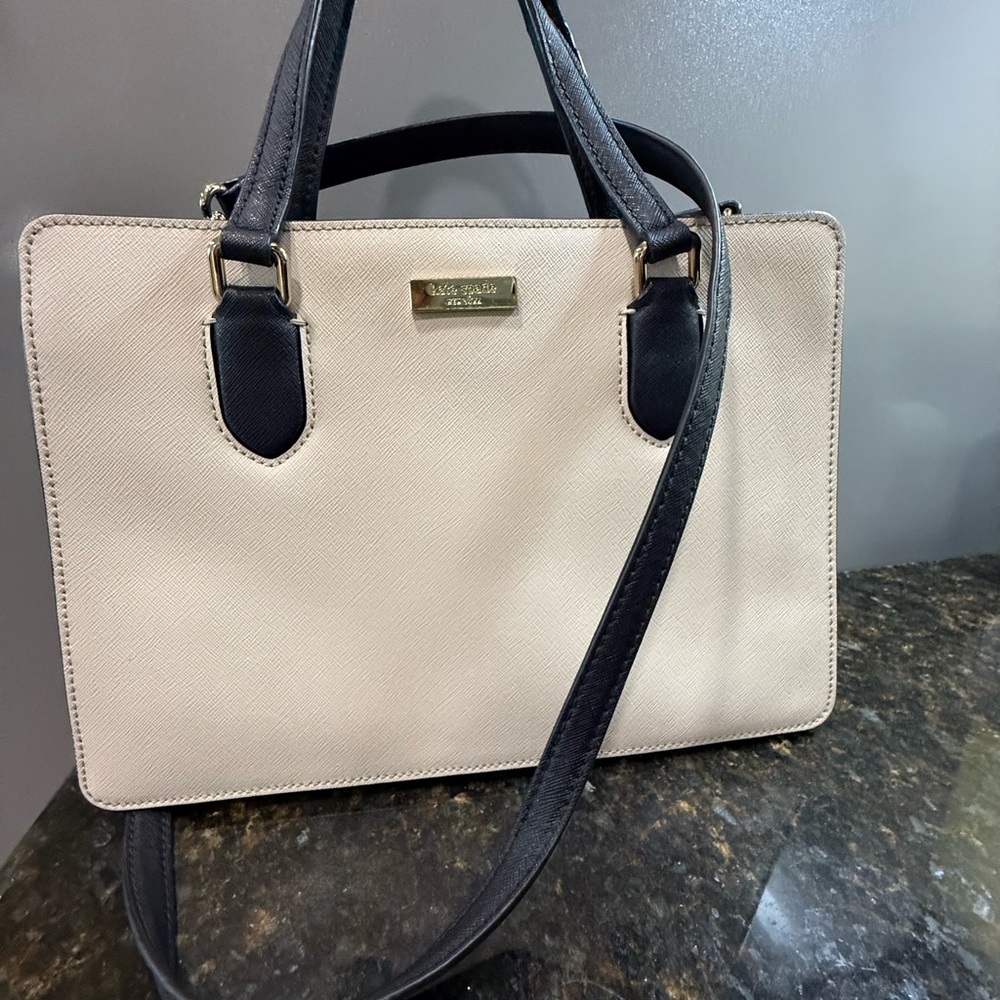 kate spade Cream and Black Structured Shoulder Bag
